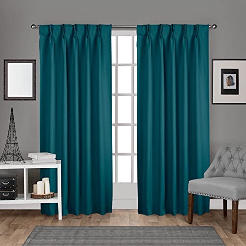 Exclusive Home Curtains Exclusive Home Tende in Satin Plissettato Tessuto Oscurante Tab della Finestra Tenda a Pannello, Coppia, Verde Acqua, 52 x 84