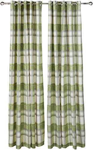 Fusion Balmoral Check-Coppia di Tende pronte all'Uso in Cotone 100%, Green, Curtains: 66 Width x 90 Drop (168 x 229cm)