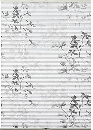 Gardinia Tenda Plissettata Bella, Stampa Floreale,Tende Plissettate Opache e Traslucide, Parti di Montaggio Incluse, Sostenute da 2 Binari, Bianco, 90 x 130 cm (LxA), Art.Nr.: