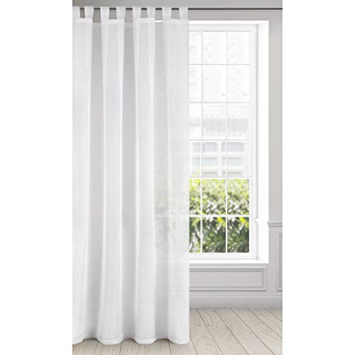 Eurofirany Lucy Voile, Tenda Trasparente con Passanti-1 unità, Camera da Letto, Soggiorno, Cucina, Poliestere, Crema, 140x250 cm