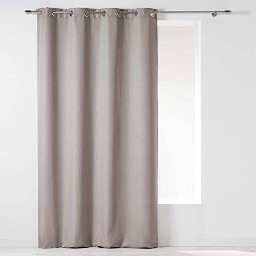 Douceur d'Intérieur Home Comfort  Newton Linen Chambray, tenda in poliestere a tinta unita con occhielli, 140 x 260 cm