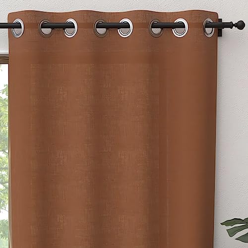 Soleil d'ocre Panama Tenda con occhielli, in puro cotone, Arancione (Terra), 140 x 300 cm