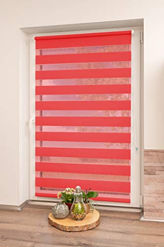 Khome K-home Klemmfix, tenda a rullo doppia Madrid, senza fori, 70 x 150 cm (larghezza x lunghezza), colore: rosso