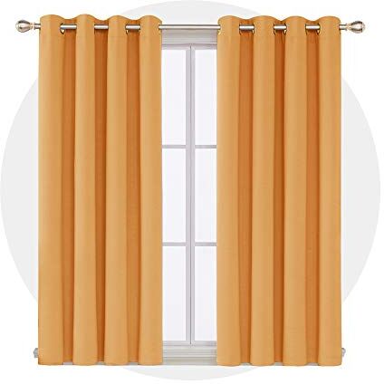 Deconovo Tenda oscurante a pannello oscurante per camera da letto o soggiorno, con occhielli, isolamento termico, per ridurre l'illuminazione, 132 x 137 cm, arancione fiamma