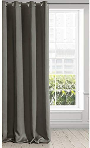 Eurofirany Logan Tenda Oscurante Extra Lunga-1 unità, Occhielli, Blocco della Luce, Oscuramento della Stanza, Camera da Letto, Soggiorno, Poliestere, Grigio Grafite, 135x250 cm