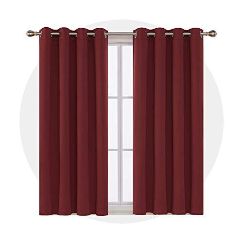 Deconovo Tende oscuranti isolate termicamente per finestre, con occhielli nella parte superiore, pannelli oscuranti, 132 x 150 cm, 1 pannello, rosso