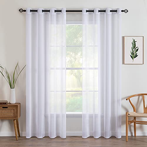 MIULEE Tende per Interni Tende Trasparenti in Voile Con Occhielli Finestre per Camera da Letto e per Salotto Eleganti Soggiorno 2 Pannelli 140x245cm Bianco