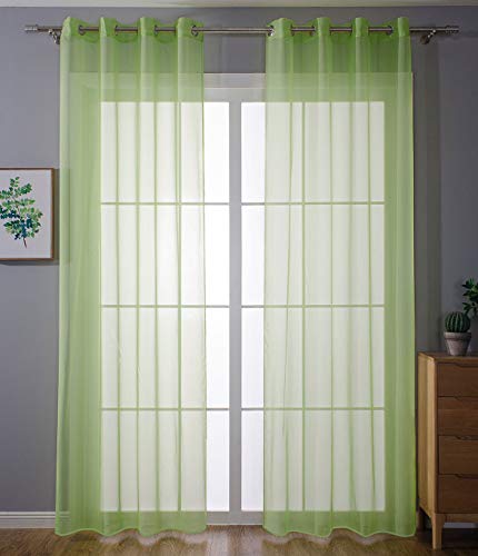 Gardinenbox 203322 Set di 2 tende trasparenti con occhielli, chiusura a nastro, 175 x 140 cm (altezza x larghezza), colore: Verde mela