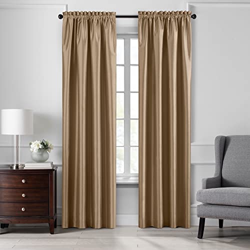 Elrene Home Fashions Colette Tenda oscurante in finta seta, 132 x 241 cm, colore: oro