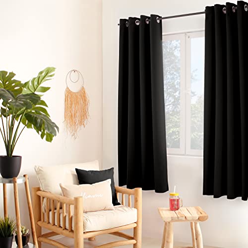 Enjoy Home Tende oscuranti con 8 Occhielli, 140 x 180 cm, Colore: Nero, Poliestere, 40x27