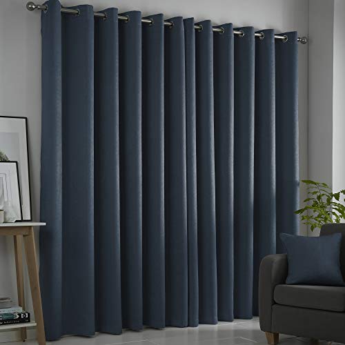 Fusion Strata Coppia di tende Blockout con occhielli in blu marino larghezza 90" x 90" caduta (228 x 228 cm)