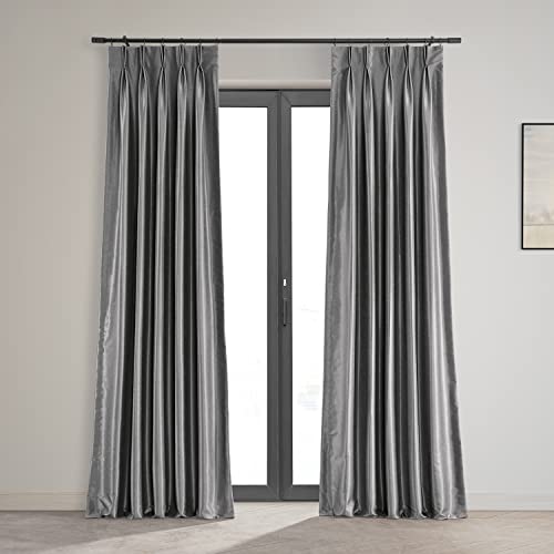 HPD Half Price Drapes Half Price Drapes  Tenda oscurante a pieghe, effetto vintage, effetto seta, 25 x 84 cm, colore: Grigio tempesta