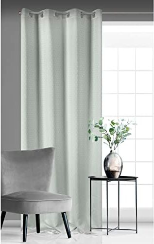 Eurofirany Rivet Tenda jacquard, con occhielli, semplice, elegante, di alta qualità, per camera da letto, soggiorno, 135 x 250 cm, colore: argento