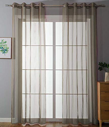 Gardinenbox 203322 Set di 2 tende trasparenti per soggiorno e soggiorno, in voile, con occhielli, chiusura a nastro, 225 x 140 cm (altezza x larghezza), colore: nocciola
