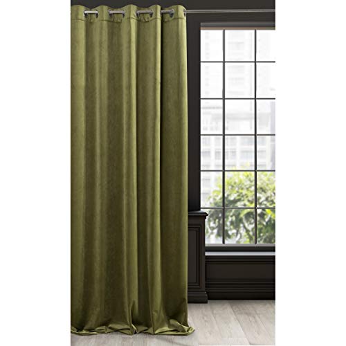 Eurofirany ria Oscurante, Occhielli-1 pz, Tenda Extra Lunga, Elegante, Tinta Unita, Soggiorno, Camera da Letto, Densità 290 g/m², Poliestere, Verde Oliva, 140x250 cm