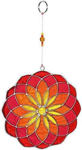 La Room Laroom  – Ciondolo Mandala 25 cm, Colore: Rosso, Arancione, Giallo