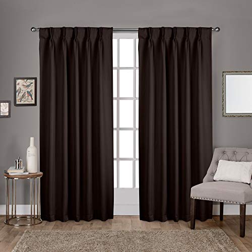 Exclusive Home Curtains Exclusive Home Satin Plissettato Tessuto Oscurante Tab della Finestra Tenda a Pannello, Paio, Espresso, 52 x 108 cm