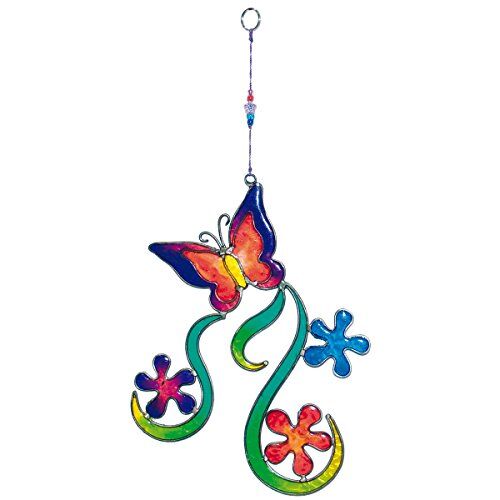 La Room Laroom  – Ciondolo Farfalla e Fiori 27 cm, Colore: Multicolore
