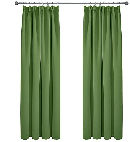 Deconovo Tende Oscuranti per Interni 2 Pezzi, Tende Moderne ed Eleganti per Finestre Soggiorno e Camera da Letto, 140x210 CM (Larghezza x Altezza), Verde