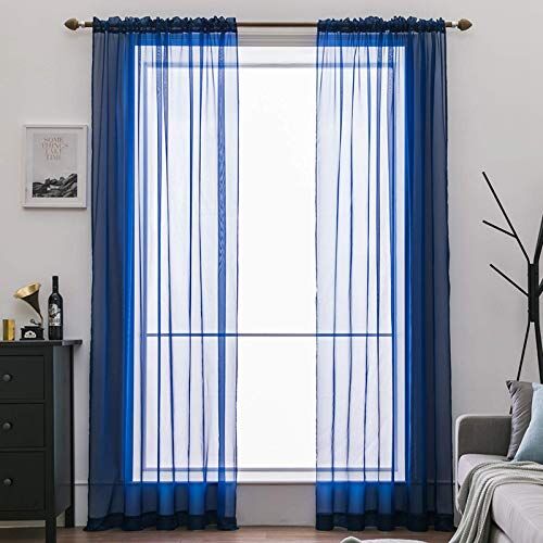 MIULEE Tende Trasparenti Con Passanti Morbidi Finestre per Salotto Eleganti Soggiorno per Camera da Letto e Tende Cameretta Bambini 2 Pannelli 140x280cm Blu