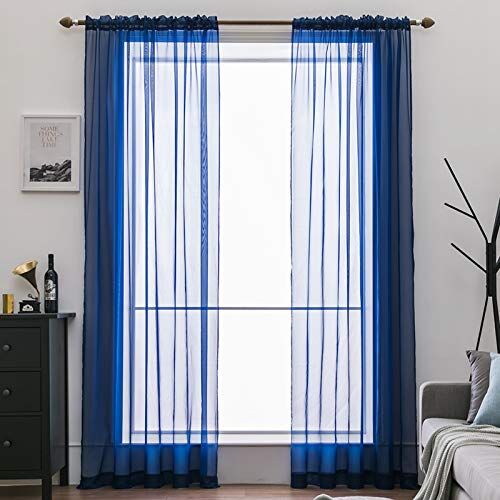 MIULEE Tende Trasparenti Con Passanti Morbidi Finestre per Salotto Eleganti Soggiorno per Camera da Letto e Tende Cameretta Bambini 2 Pannelli 140x245cm Blu