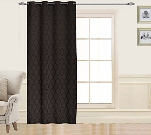 Homemaison Tenda Jacquard Motivi Geometrici, Poliestere, Nero, 260 x 140 cm