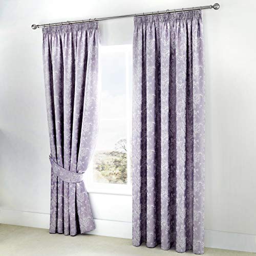 Serene Gelsomino Due Pannelli per Tende, Cotone, Lavender, Curtains: 66" Width x 90" Drop (168 x 229cm)