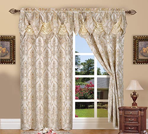 Elegant Comfort Set di Tenda a Pannello, in Stile Penelopie Jacquard, Tessuto, Beige, 54x84 Inches