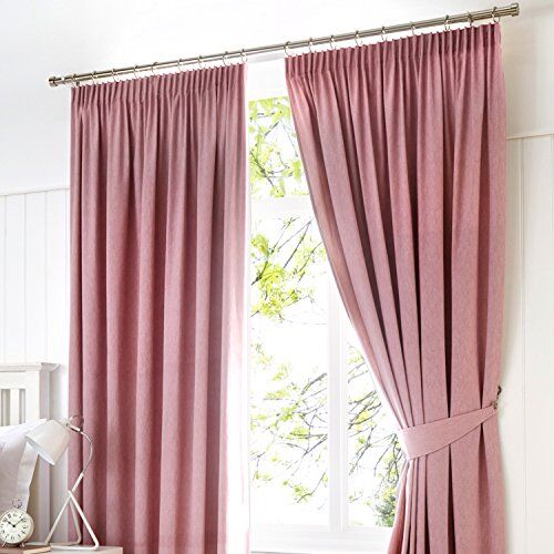 Fusion Digione Dijon-Coppia di Tende oscuranti e Termiche plissettate, Tessuto, Blush, Curtains: 90" Width x 72" Drop (229 x 183cm)