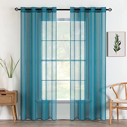 MIULEE Tende Trasparenti per Camera da Letto in Voile con Occhielli Morbidi Finestre e per Salotto Eleganti Soggiorno 2 Pannelli 140x145cm Cachi Chiaro 140X225CM Lago Verde