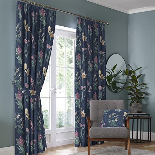 Dreams & Drapes Dreams And Drapes Design Coppia di tende plissettate in 100% cotone, 117 x 137 cm, colore: Blu navy