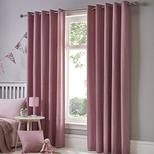 Fusion Sorbonne-Coppia di Tende con Occhielli, 100% Cotone, Blush, 90 Width x 72 Drop (229 x 183cm)