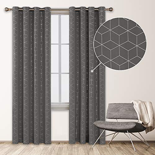 Deconovo Tende argentate con Occhielli, Isolamento Termico, Anti Calore e Freddo, per Camera da Letto, 2 Pezzi, 135 x 260 cm, Colore: Grigio Chiaro