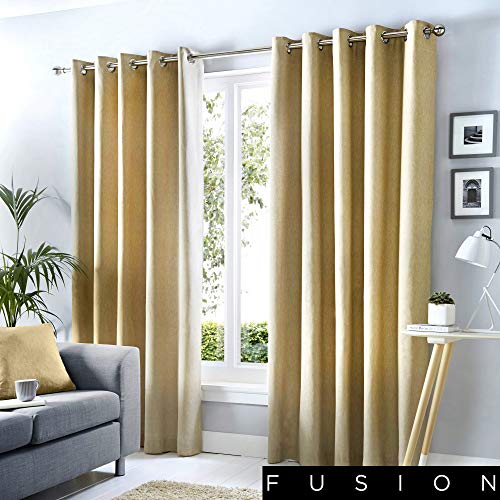 Fusion Sorbonne-Coppia di Tende con Occhielli, 100% Cotone, Naturale, 66 Width x 72 Drop (168 x 183cm)