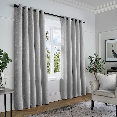 Curtina Coppia di tende in ciniglia testurizzata con occhielli, 229 x 183 cm, colore: grigio