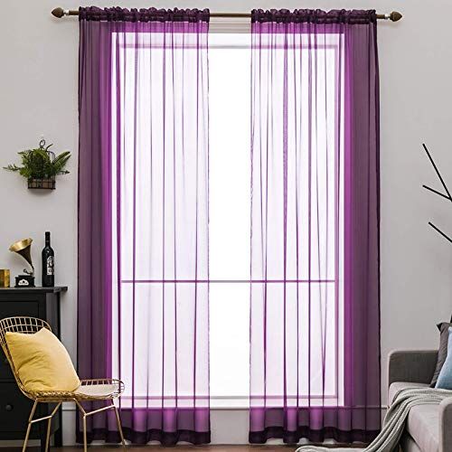 MIULEE Tende Trasparenti Con Passanti Morbidi Finestre per Salotto Eleganti Soggiorno per Camera da Letto e Tende Cameretta Bambini 2 Pannelli 140x280cm Viola