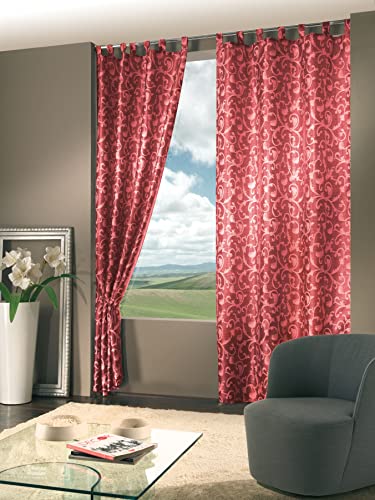 Home Collection Tenda Monaco Jacquard, Poliestere, Bordeaux, 140x290 cm