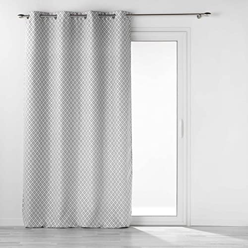 Douceur d'Intérieur , Tenda in ciniglia jacquard con occhielli, 140 x 260 cm, colore: Grigio