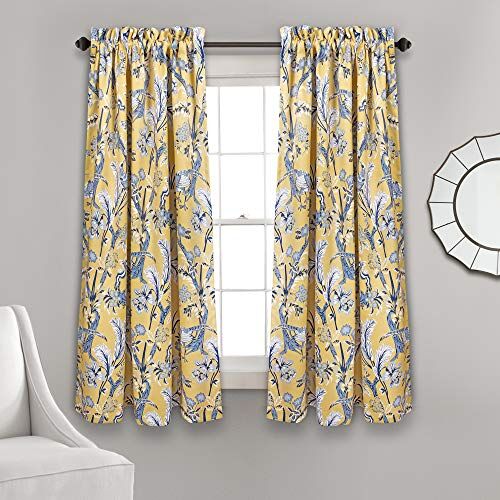 Lush Decor , Tende gialle Dolores Darkening Set di pannelli oscuranti per soggiorno, sala da pranzo, camera da letto, 160 x 132 cm, blu