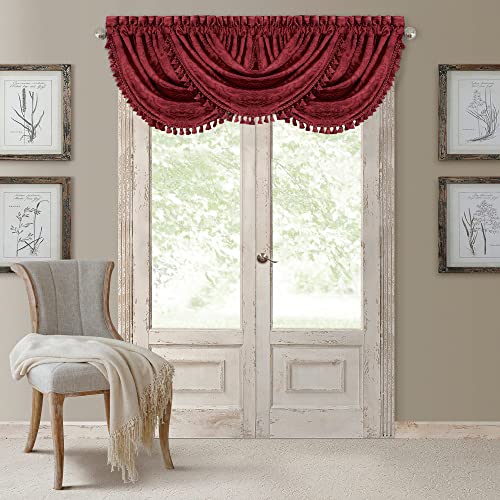 Elrene Home Fashions Antonia Tenda Oscurante per Finestra, con Tasca Posteriore, Tessuto, Rosso, 52 in x 36 in (1 Valance)