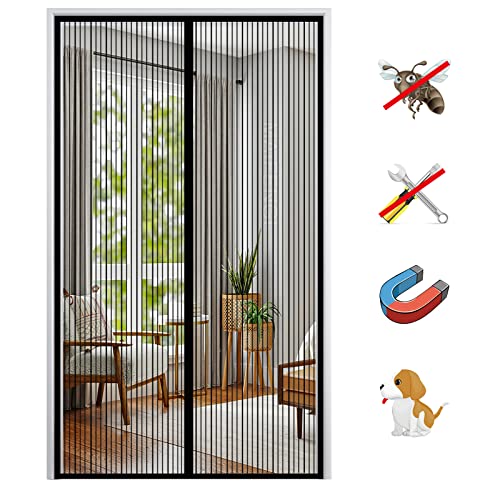 MAIFENGL Zanzariera Magnetica per Porte, Anti Insetti Traspirante Tenda Zanzariera Chiusura Automatica, Facile da Installare, per Balcone Soggiorno Ingresso-Black-A  95x210cm(37x82inch)