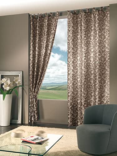 Home Collection Tenda Monaco Jacquard, Poliestere, Tortora, 140x290 cm