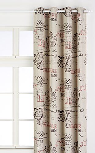 Linder Tenda oscurante stampata, con occhielli, motivo: fabbrica, 145 x 260 cm, colore: beige/rosso