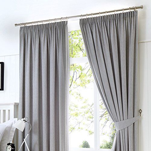 Fusion Digione Dijon-Coppia di Tende oscuranti e Termiche plissettate, Isolamento, Silver, Curtains: 90" Width x 54" Drop (229 x 137cm)