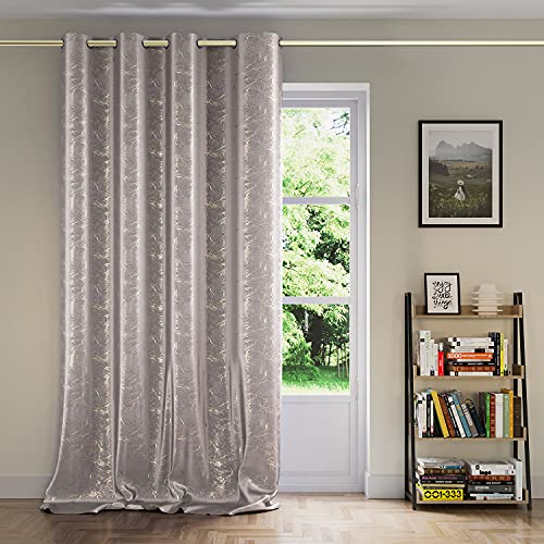 AmeliaHome Tenda effetto velluto, 140 x 270 cm, 1 pezzo Tenda decorativa con occhielli, effetto velluto, decorazione per finestre, colore: argento e oro