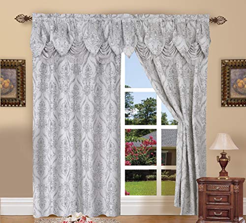 Elegant Comfort Set di Tenda a Pannello, in Stile Penelopie Jacquard, Poliestere, Silver, 54x84 Inches