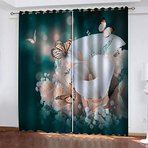 OUSIKA Tende Oscuranti Per Interni Con Occhielli Stampa 3D Farfalla Fiore Bianco Tenda Oscurante Per Soggiorno E Porta Moderne Tende Camera Da Letto 234x230 Cm Motivo Con Stampa, 2 Pannelli, Bambini