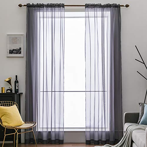 MIULEE Tende Trasparenti Con Passanti Morbidi Finestre per Salotto Eleganti Soggiorno per Camera da Letto e Tende Cameretta Bambini 2 Pannelli 140x145cm Viola Chiara