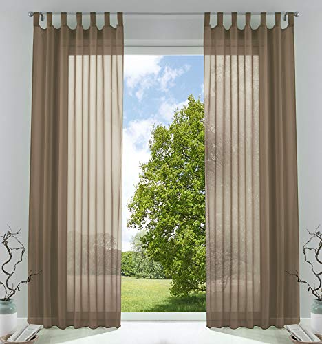 Gardinenbox 61000CN Set di 2 tende trasparenti per soggiorno e soggiorno, in voile, con chiusura a nastro, 245 x 140 cm, colore: Torrone