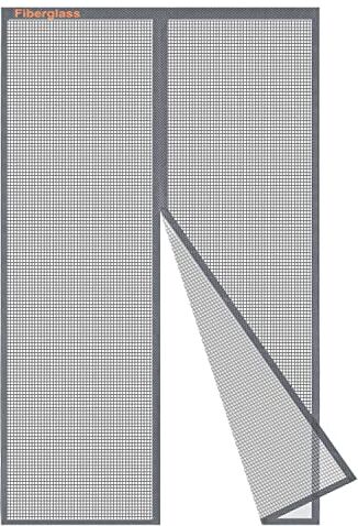 Risareyi Tenda Zanzariera Finestra Magnetica in Vetroresina-Rete Super Resistente Grigio, 200x150cm Traspirante Zanzariere Magnetiche per Porte Finestre Anti Zanzare, Chiusura Automatica